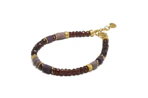 Garnet, Ruby and Rhodonite Bracelet 5MM Fair Trade 24K Gold Vermeil