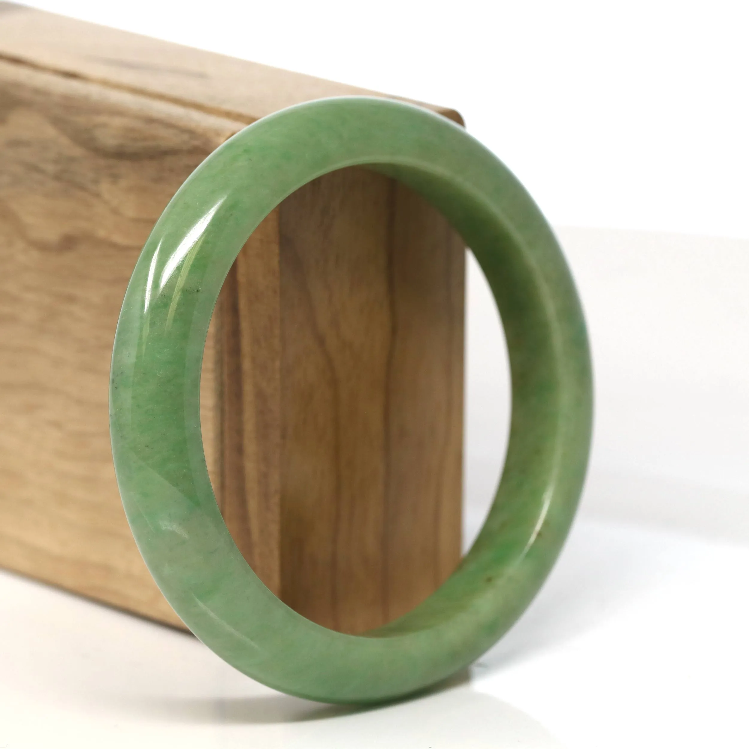 Genuine Burmese Yellow- Green Jadeite Jade Bangle (58 mm) #T476