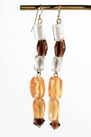 Glass Drop Earrings - Amber