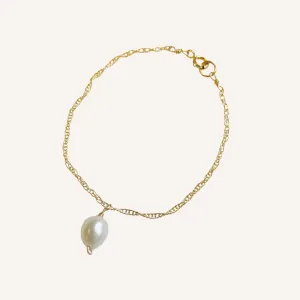 Gold and White Pearl Bracelet