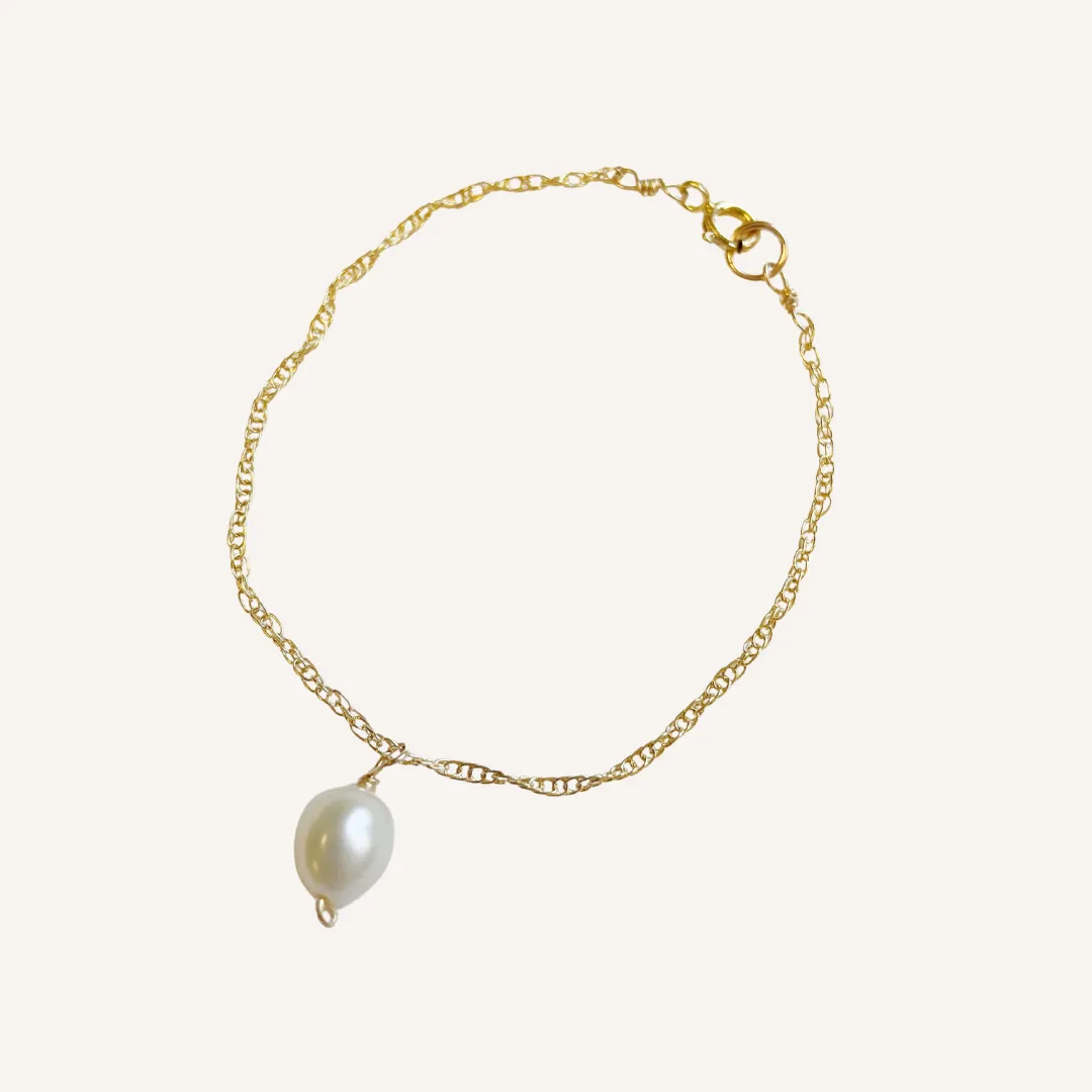 Gold and White Pearl Bracelet