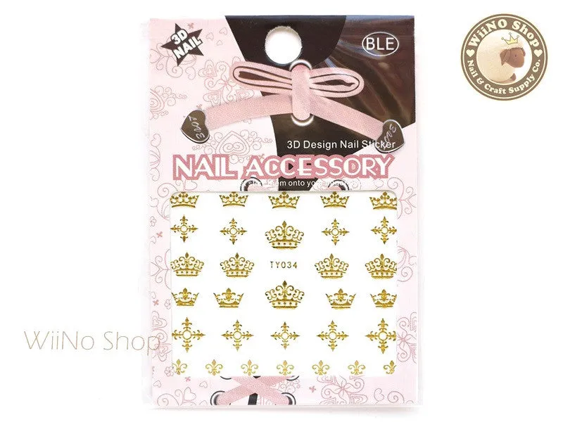 Gold Crown Cross Fleur De Lis Adhesive Nail Sticker Nail Art - 1 pc (TY034G)