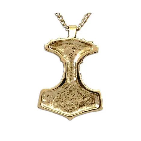 Gold Ornate Thor's Hammer Necklace