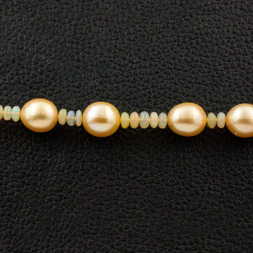 Golden Pearl & Opal Bead Necklace