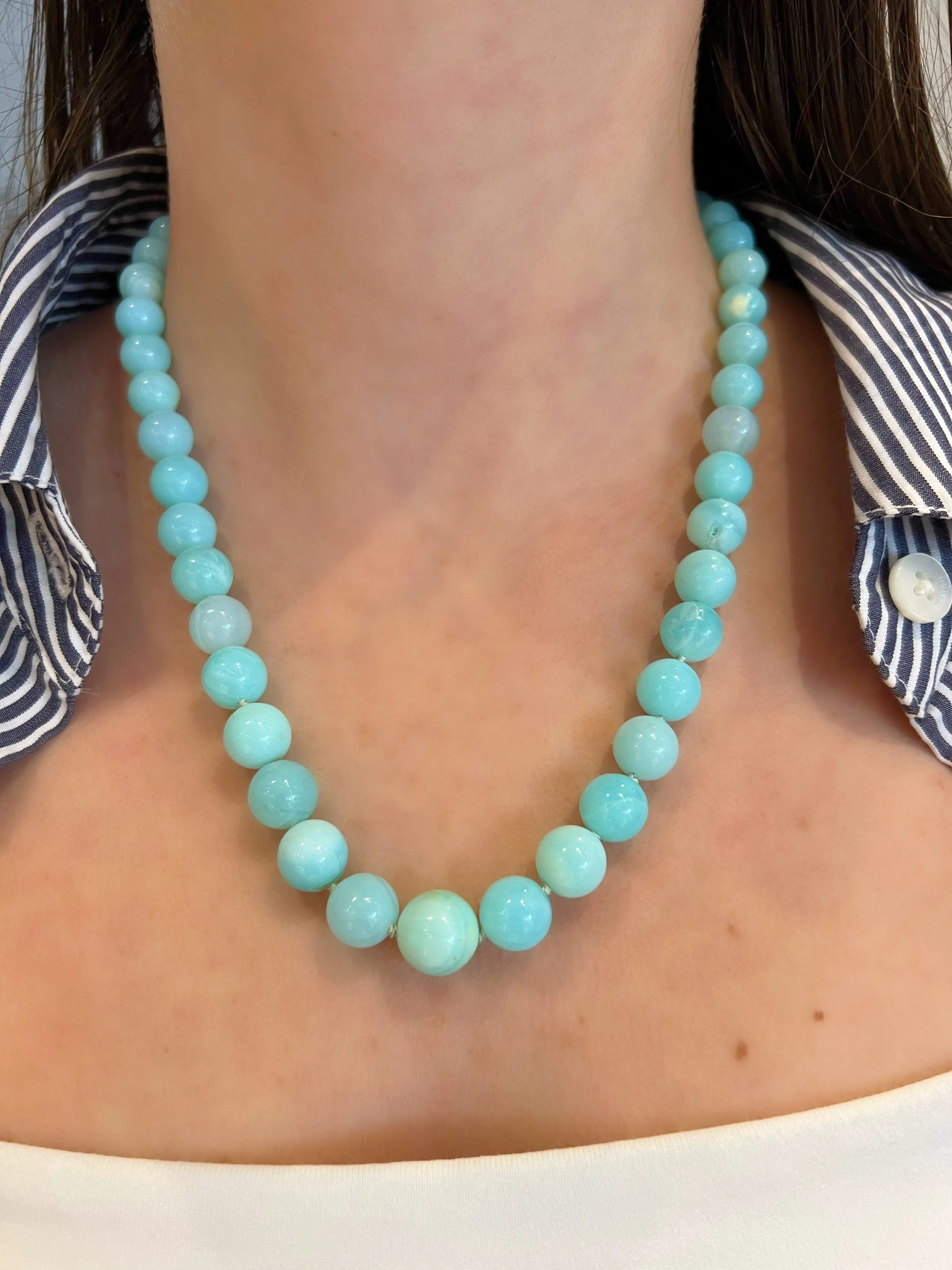 Graduated Blue Opal Necklace