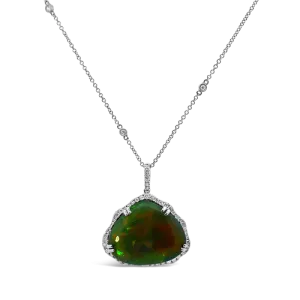 Gray Opal & Diamond Necklace