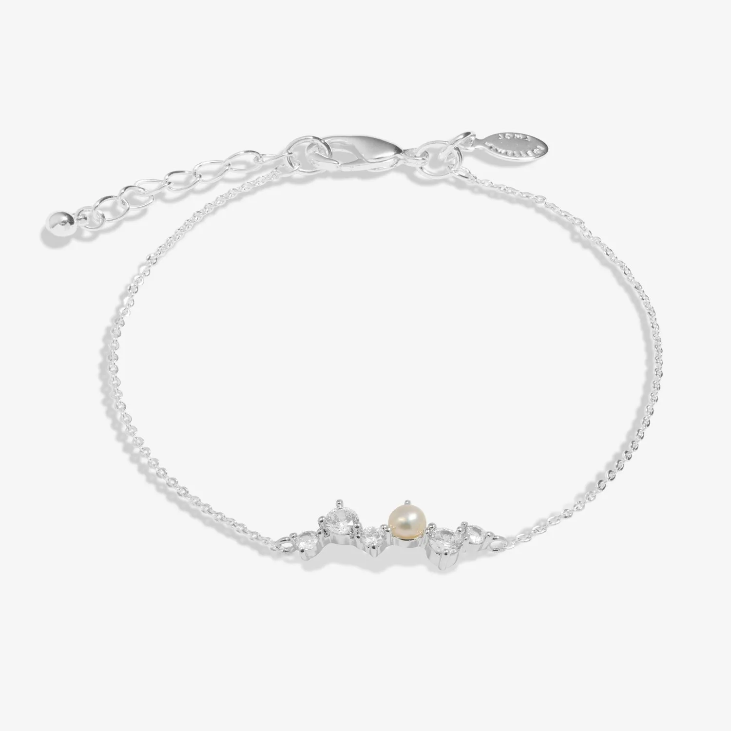 Halo Pearl Cubic Zirconia & Pearl Cluster Silver Plated Bracelet 7835