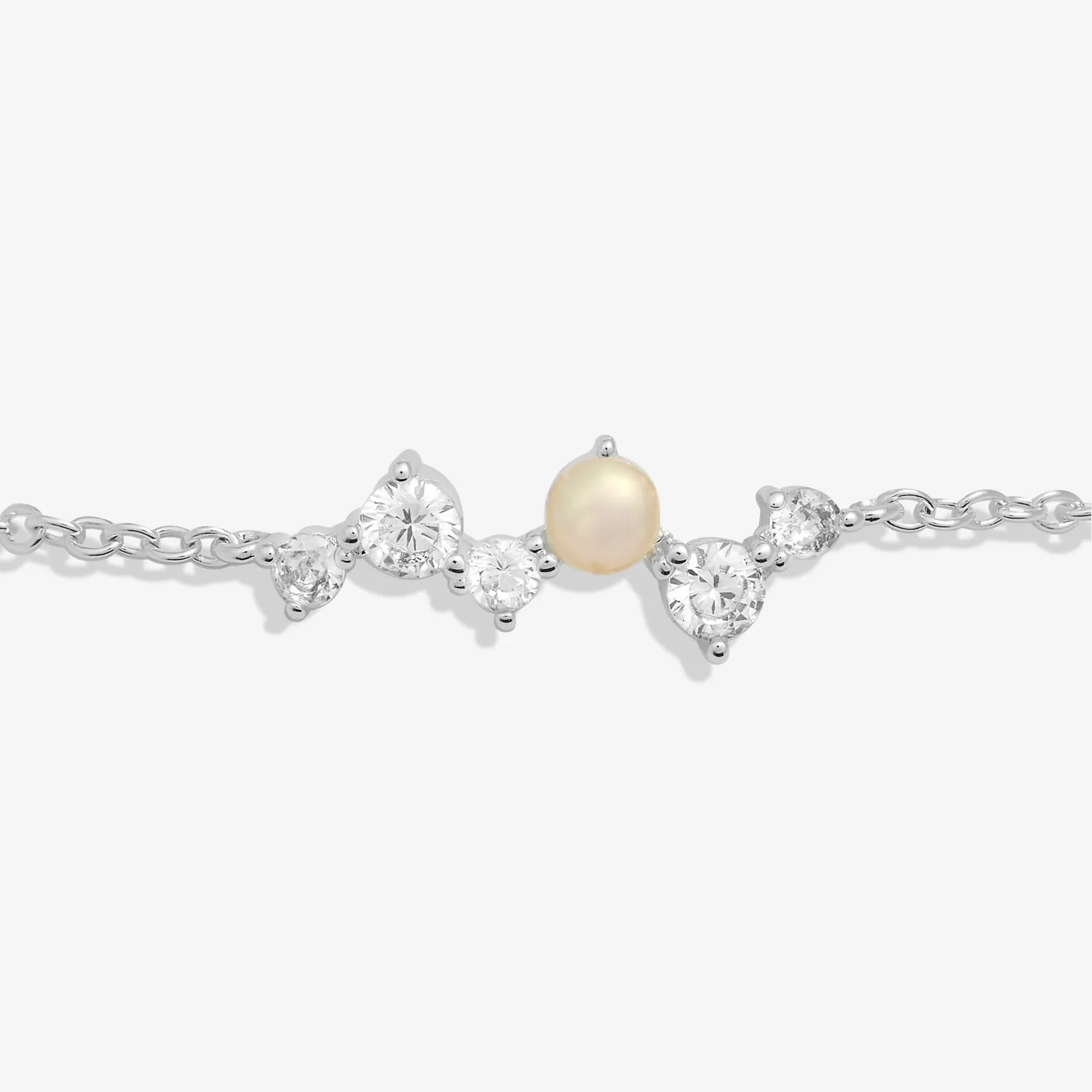 Halo Pearl Cubic Zirconia & Pearl Cluster Silver Plated Bracelet 7835