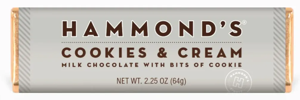 Hammond's Cookies & Cream Milk Chocolate with Bits of Cookie