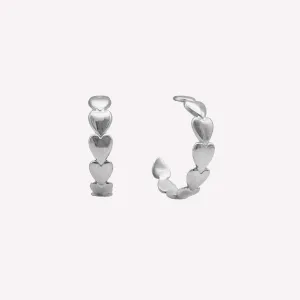 HEART HOOP EARRINGS IN SILVER