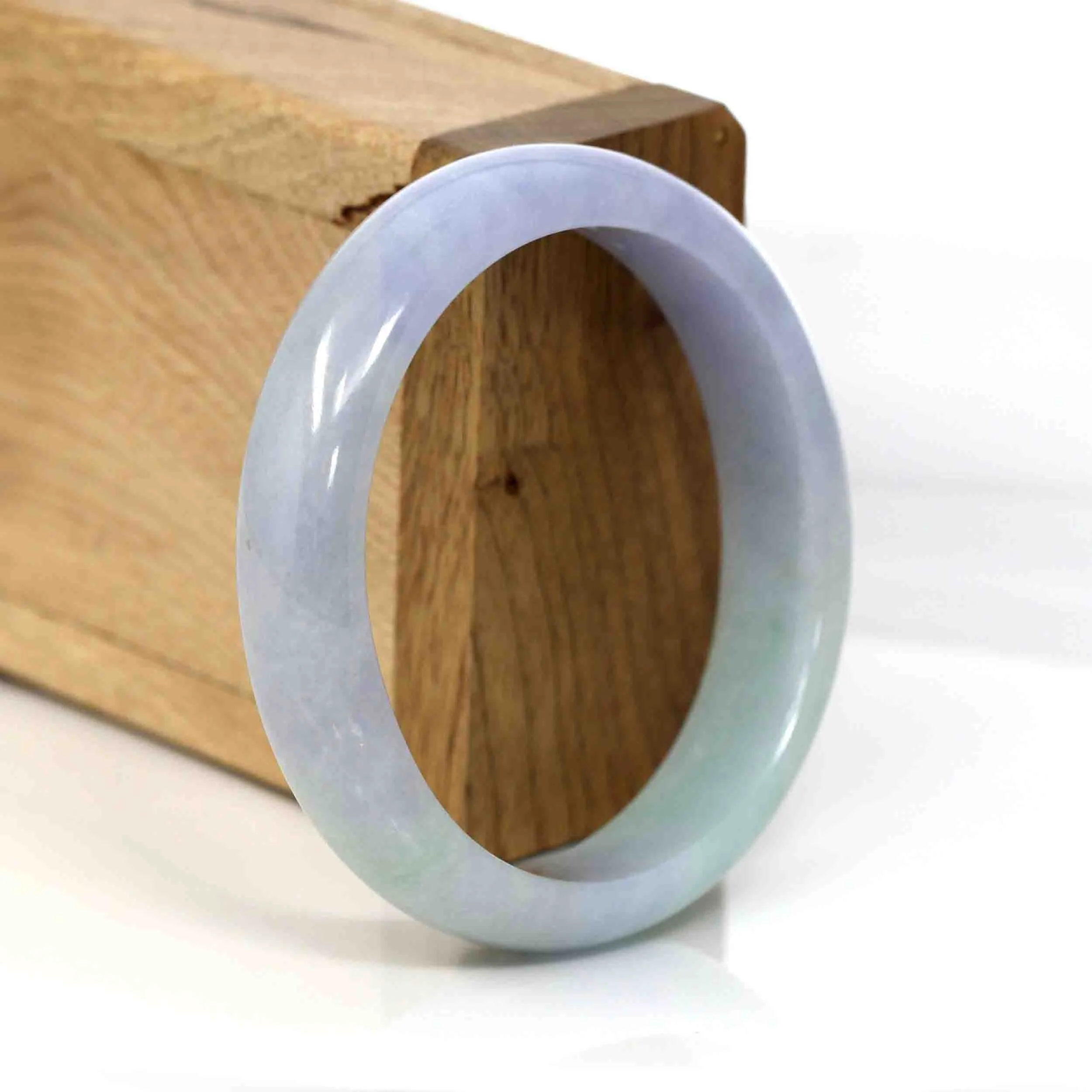 High-quality Lavender Natural Burmese Jadeite Jade Oval Bangle (57.66 mm ) #287