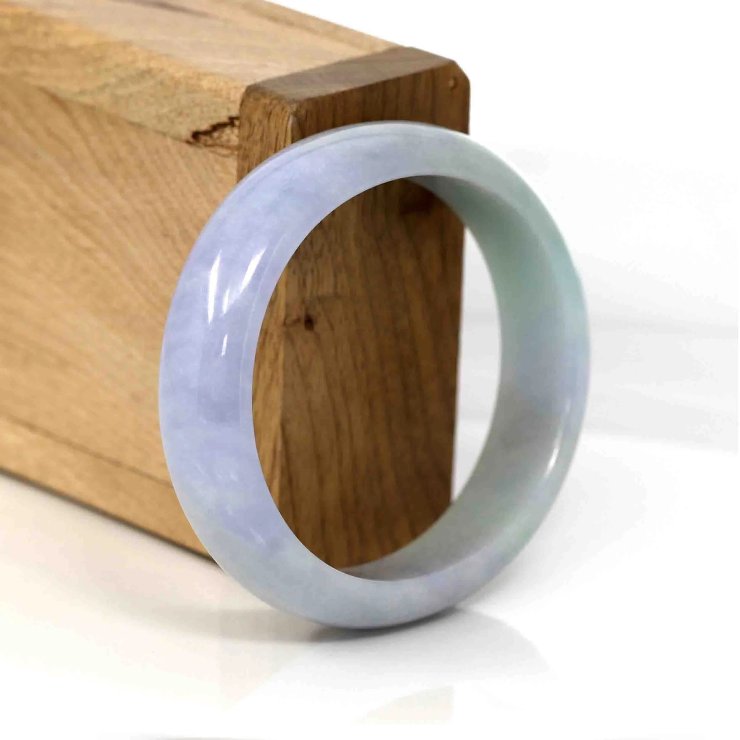 High-quality Lavender Natural Burmese Jadeite Jade Oval Bangle (57.66 mm ) #287