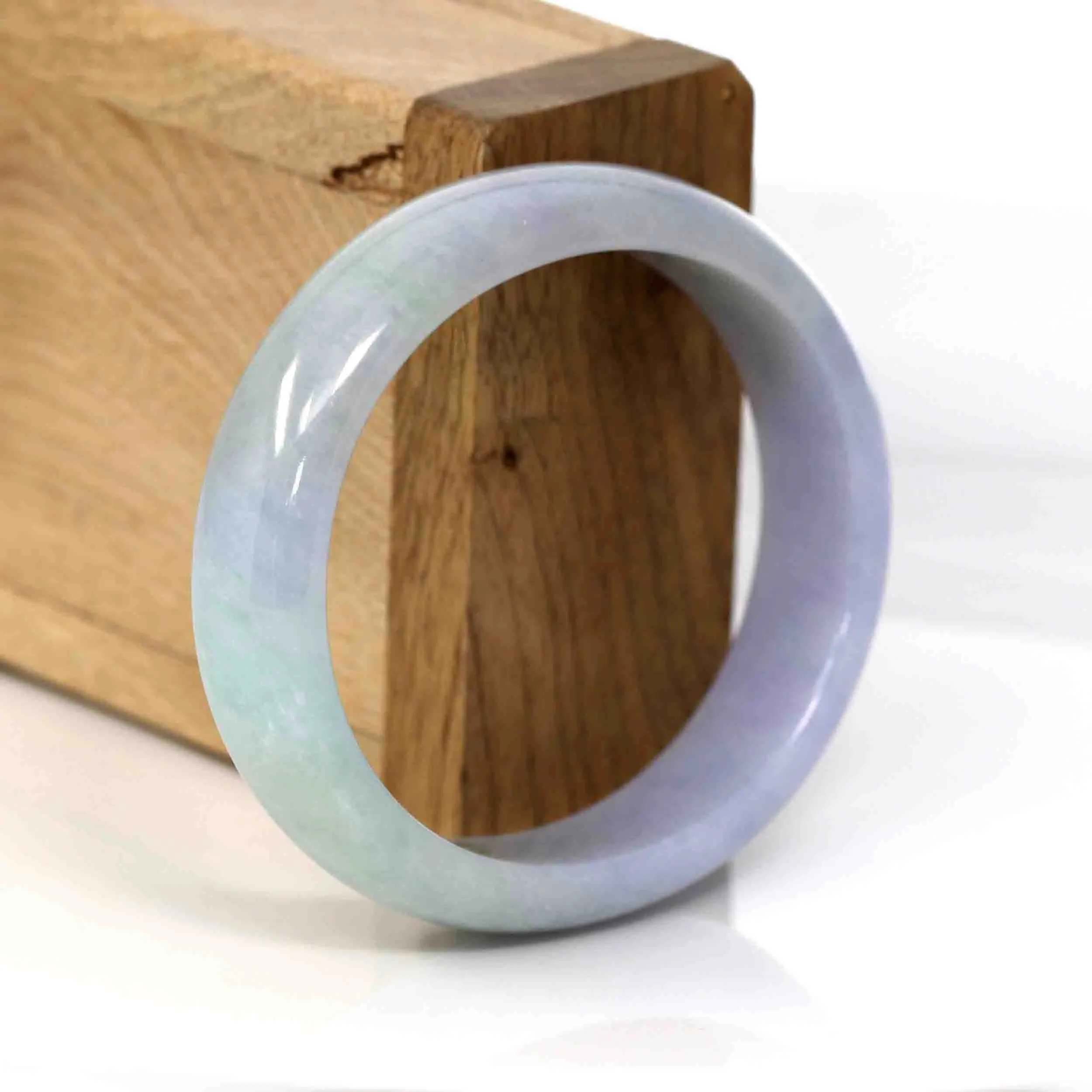 High-quality Lavender Natural Burmese Jadeite Jade Oval Bangle (57.66 mm ) #287