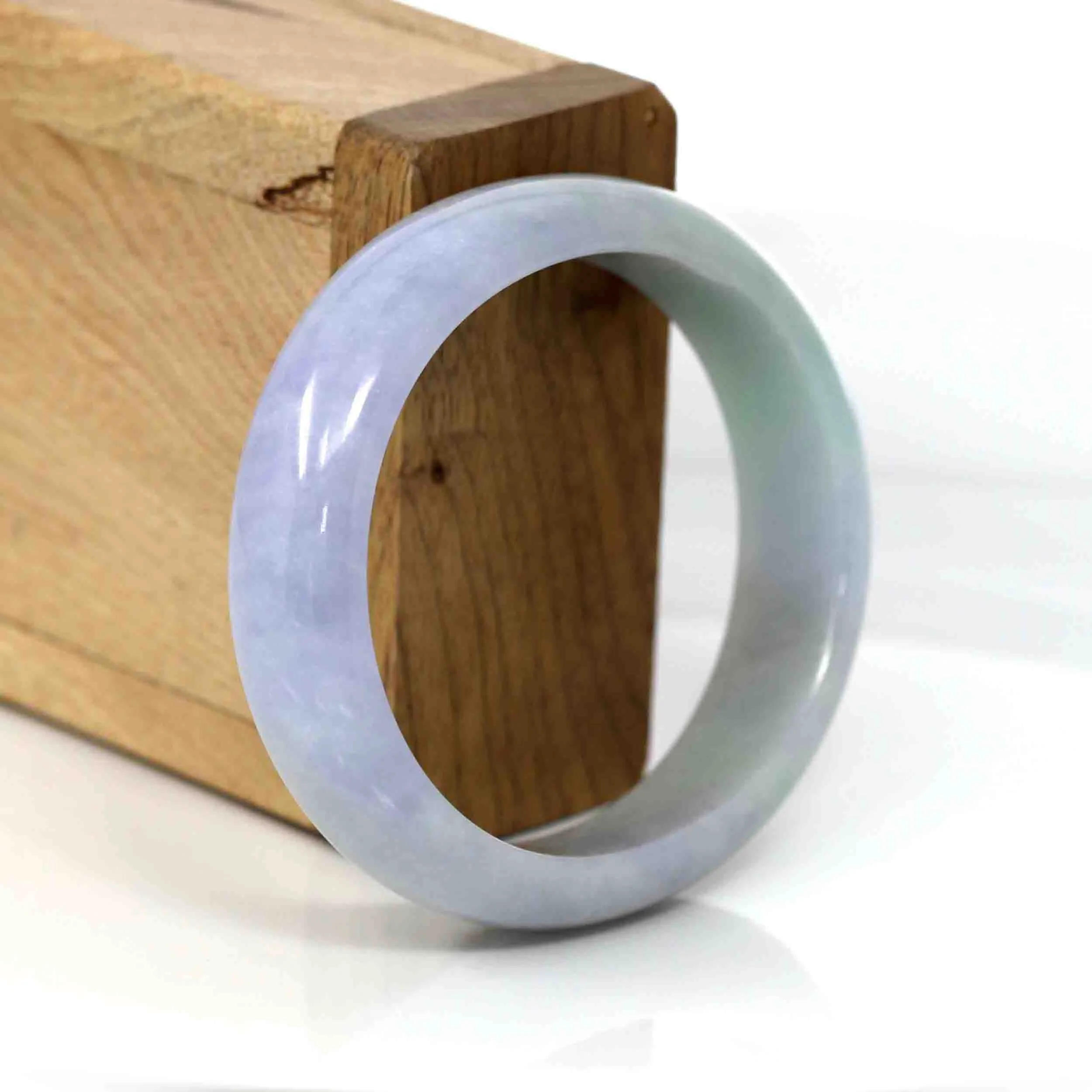 High-quality Lavender Natural Burmese Jadeite Jade Oval Bangle (57.66 mm ) #287