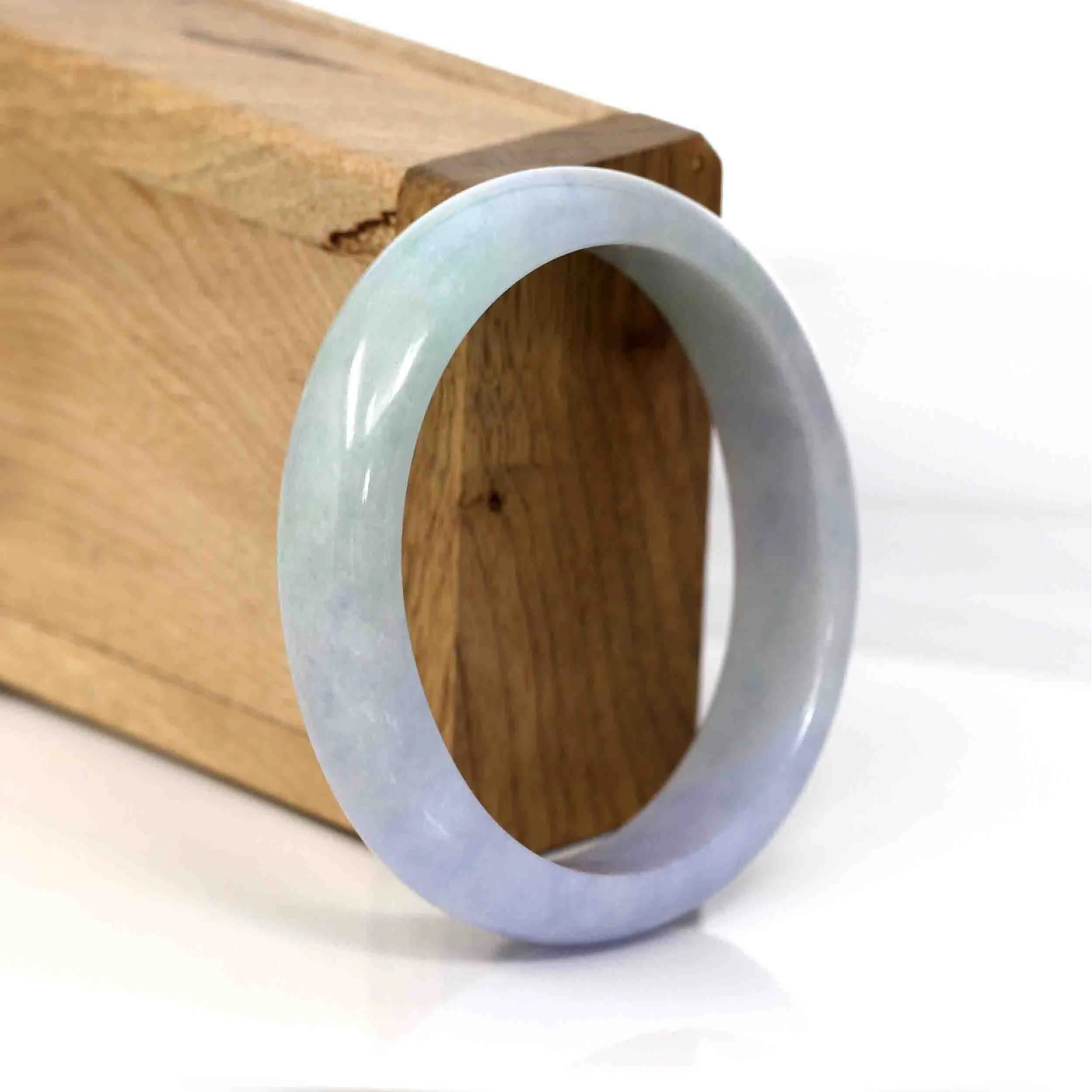 High-quality Lavender Natural Burmese Jadeite Jade Oval Bangle (57.66 mm ) #287