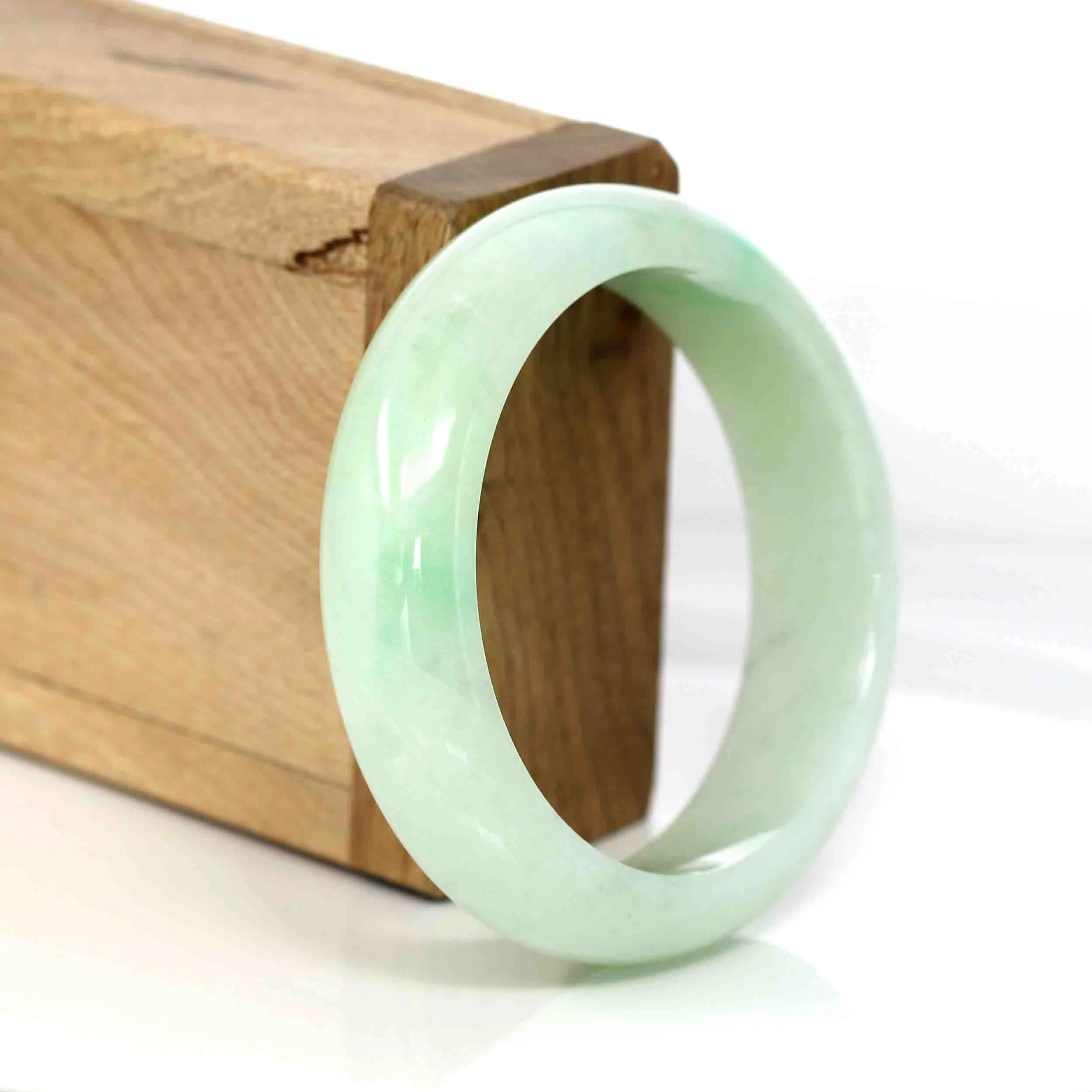High-quality Yellow- Green Natural Burmese Jadeite Jade Bangle (54.89 mm ) #327
