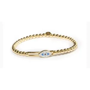Hulchi Belluni 18K Yellow Gold Evil Eye Stretch Bracelet