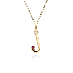 Initiale J Rubin Anfangsbuchstaben Kette in 9ct Gelb Gold