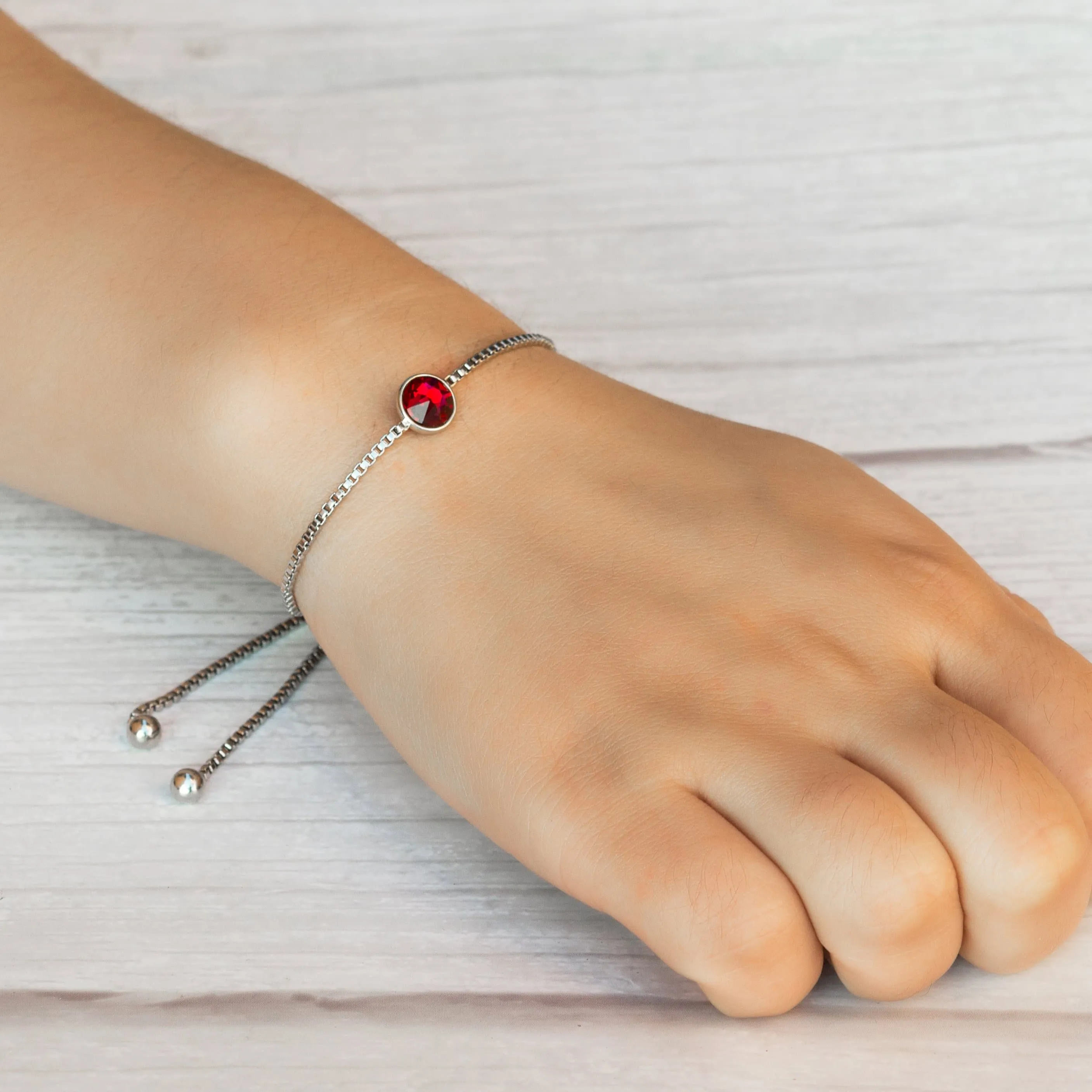 January (Garnet) Birthstone Bracelet Created with Zircondia® Crystals
