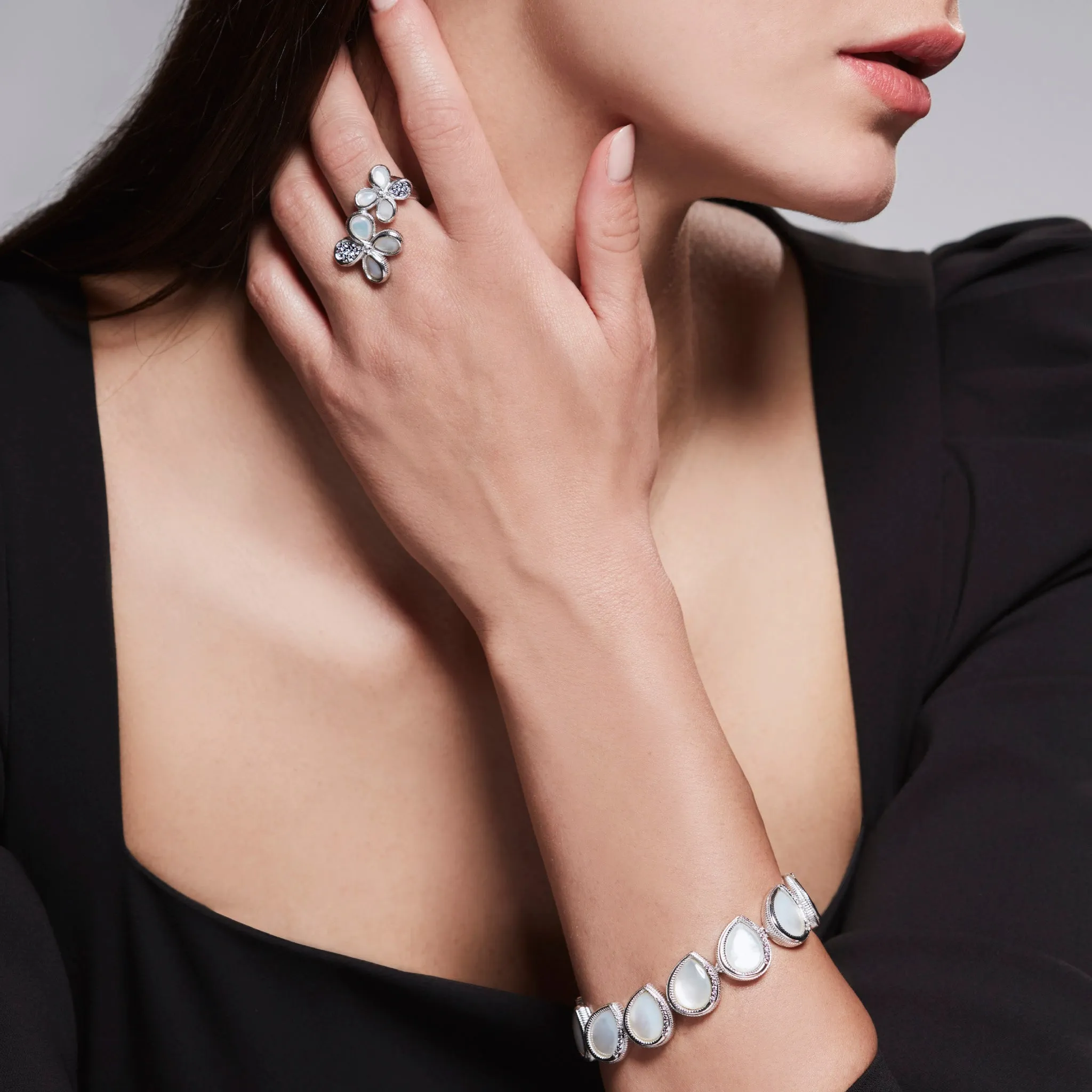 Jardin Petal Bracelet with Mother of Pearl and Diamonds
