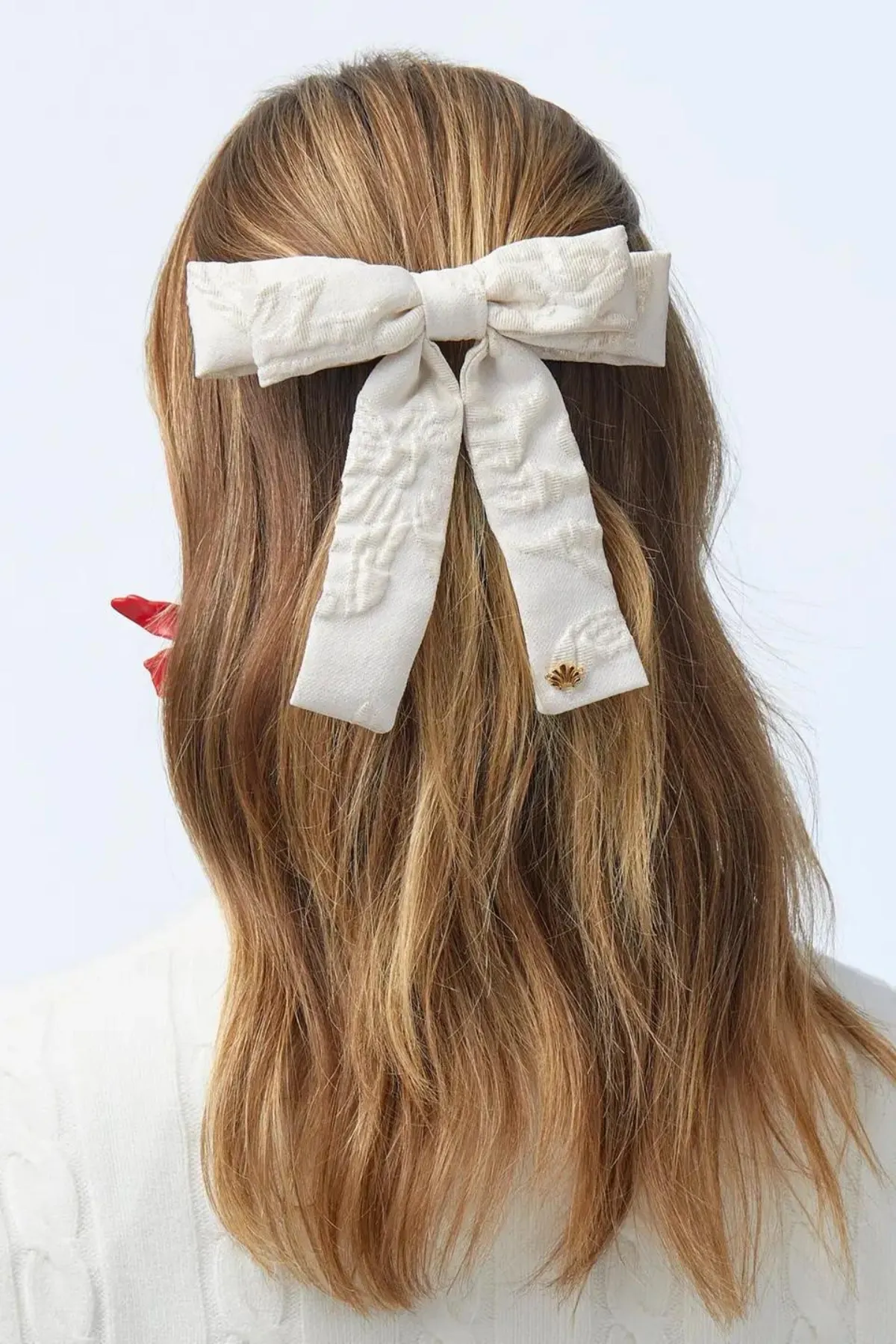 LELE SADOUGHI: Ivory Lily Jacquard Antoinette Bow Barrette