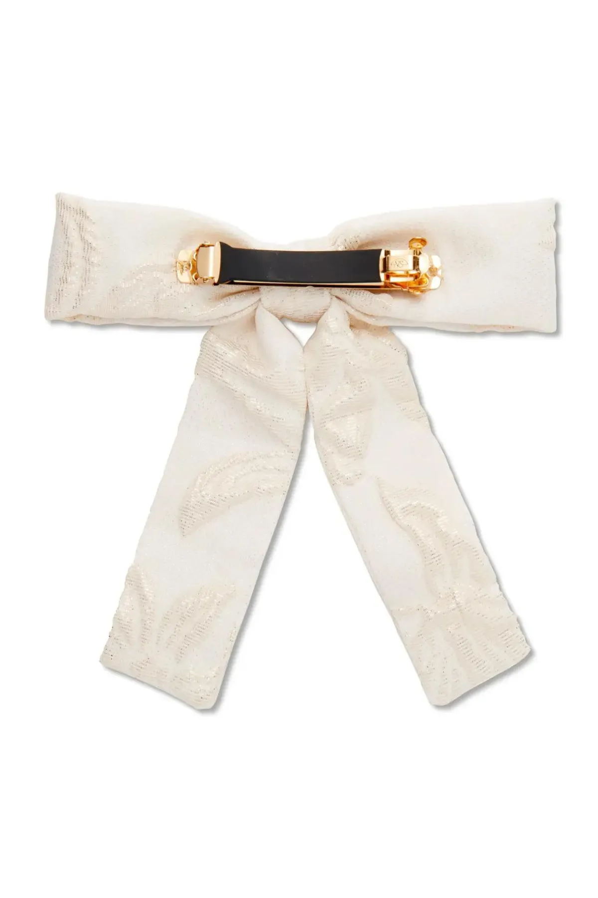 LELE SADOUGHI: Ivory Lily Jacquard Antoinette Bow Barrette