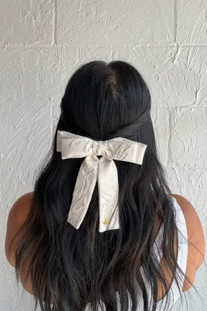 LELE SADOUGHI: Ivory Lily Jacquard Antoinette Bow Barrette