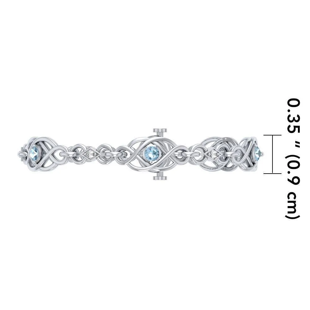 Let it flow endlessly ~ Sterling Silver Celtic Knotwork Bracelet Jewelry with Gemstone TBG097