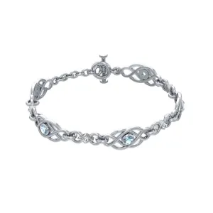 Let it flow endlessly ~ Sterling Silver Celtic Knotwork Bracelet Jewelry with Gemstone TBG097