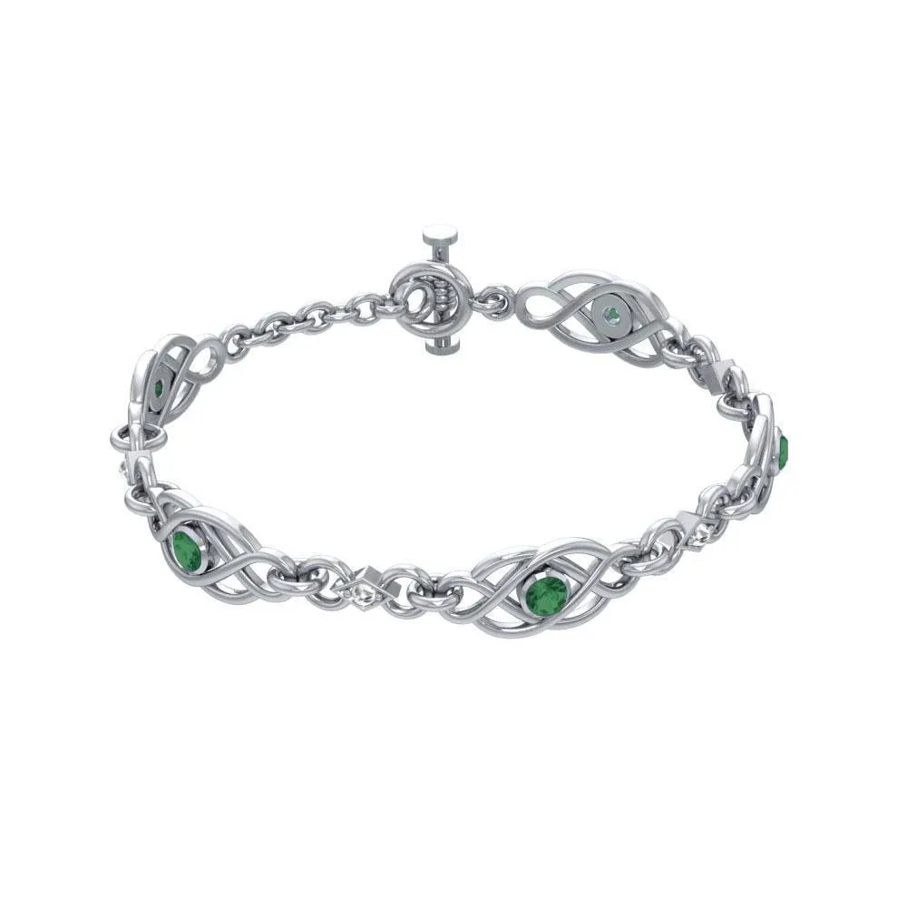 Let it flow endlessly ~ Sterling Silver Celtic Knotwork Bracelet Jewelry with Gemstone TBG097