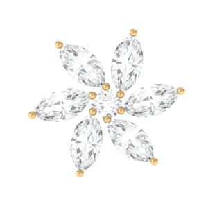 Marquise Moissanite Flower Earring for Cartilage Piercing