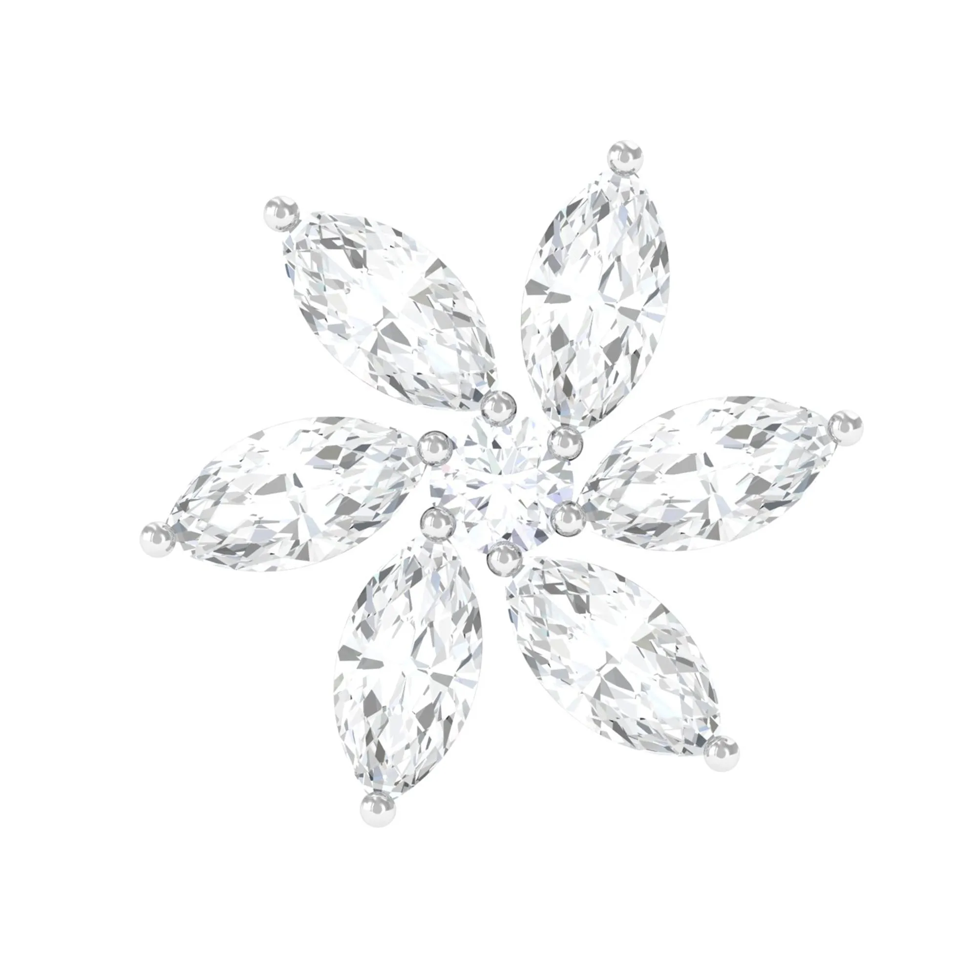 Marquise Moissanite Flower Earring for Cartilage Piercing