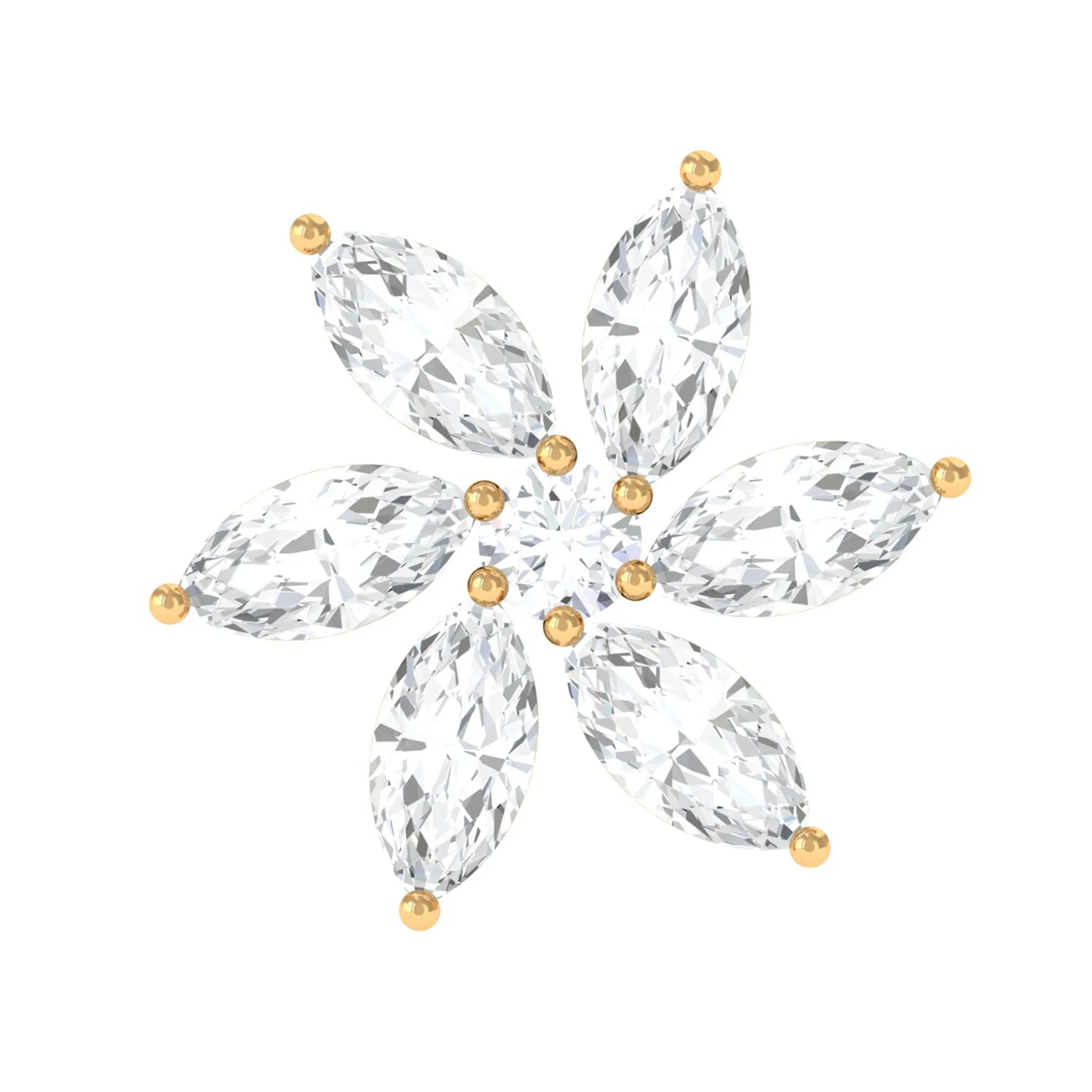 Marquise Moissanite Flower Earring for Cartilage Piercing