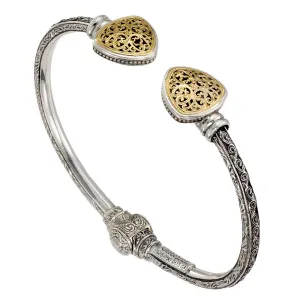Mediterranean Pointed Face Hinged Bangle Bracelet