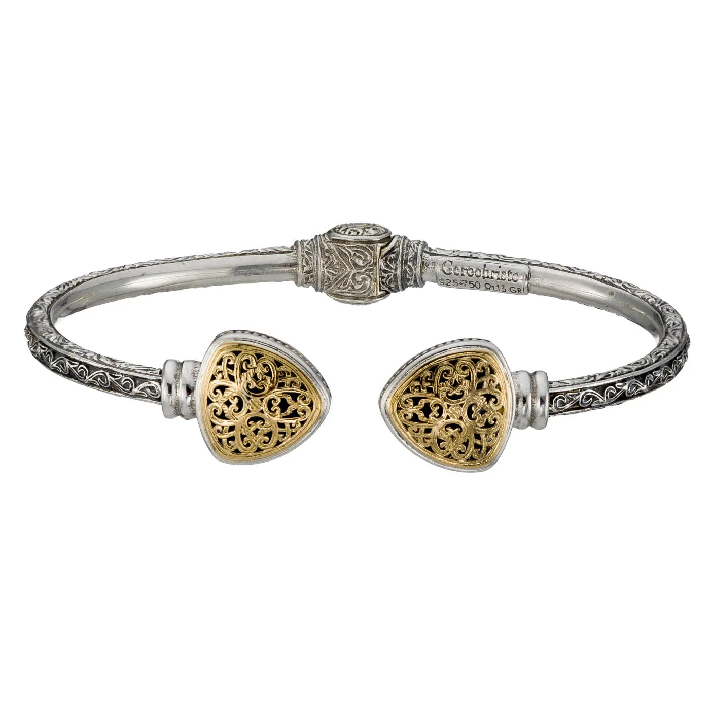 Mediterranean Pointed Face Hinged Bangle Bracelet