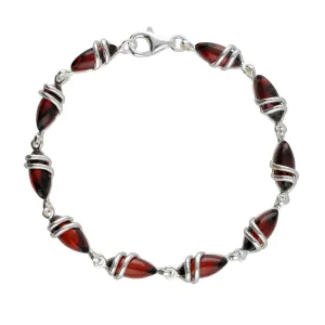 MILENA Bracelet Silver and Cherry Amber - Marquise Stone