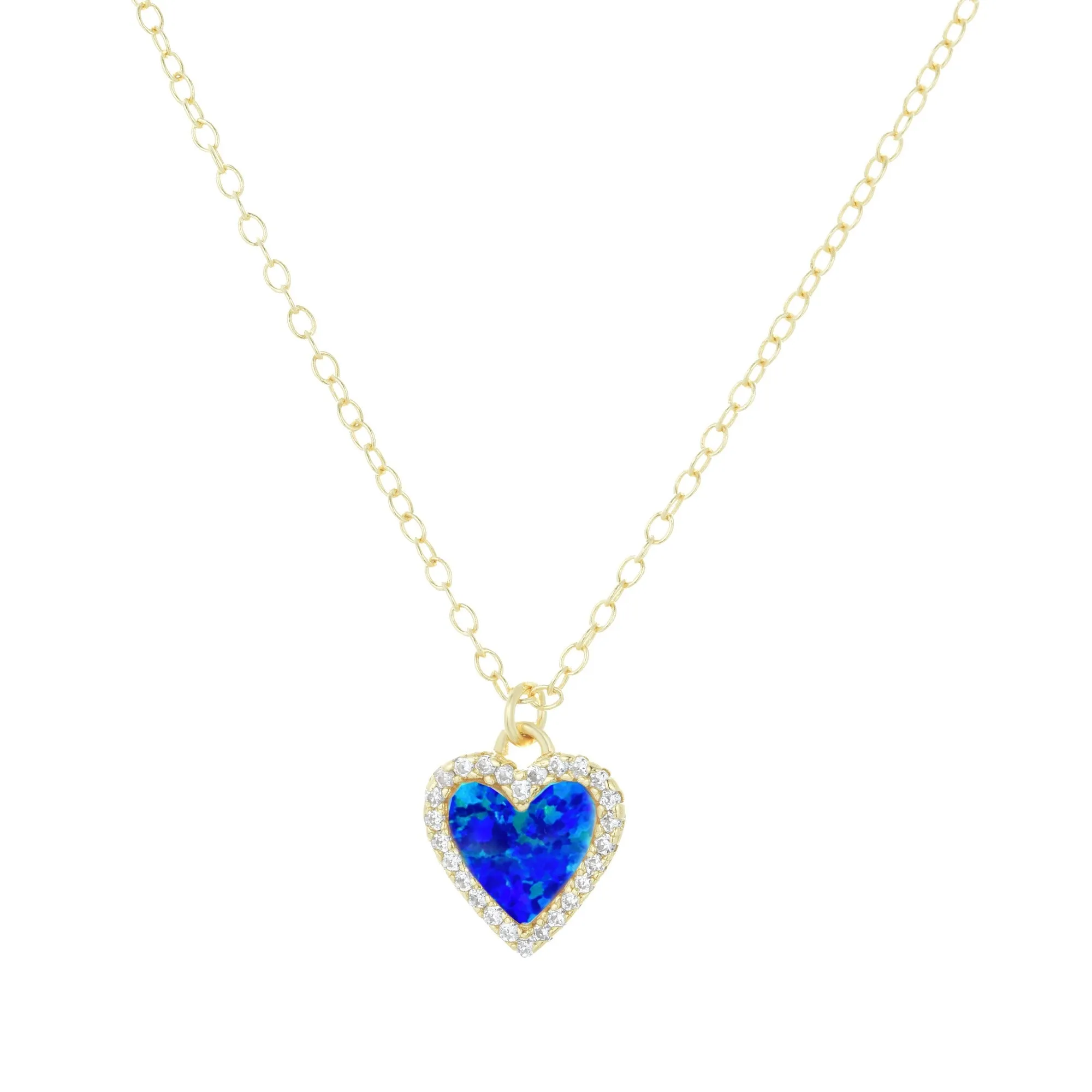 Mini Opal Heart Necklace With Crystals