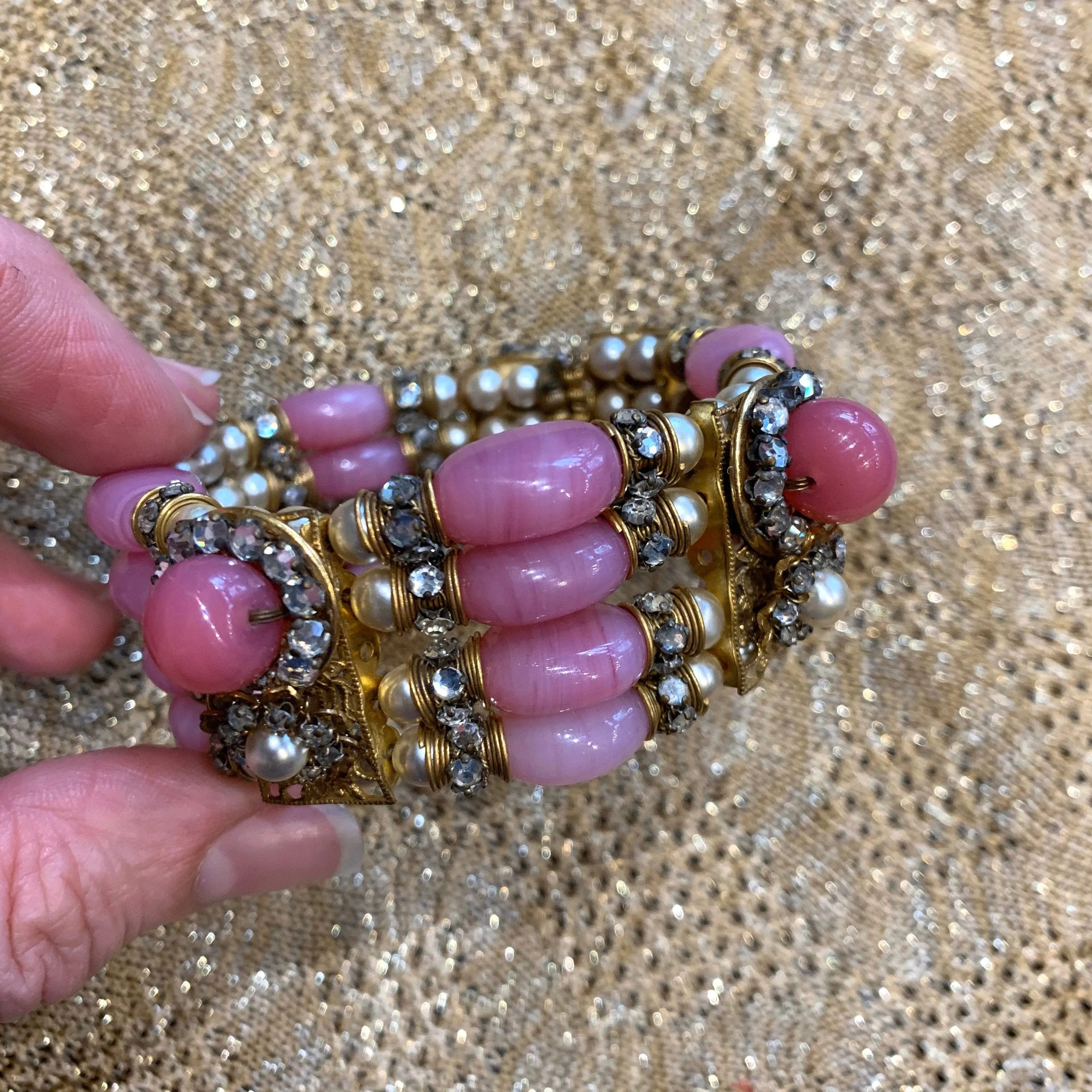Miriam Haskell Pink pearl Bracelet