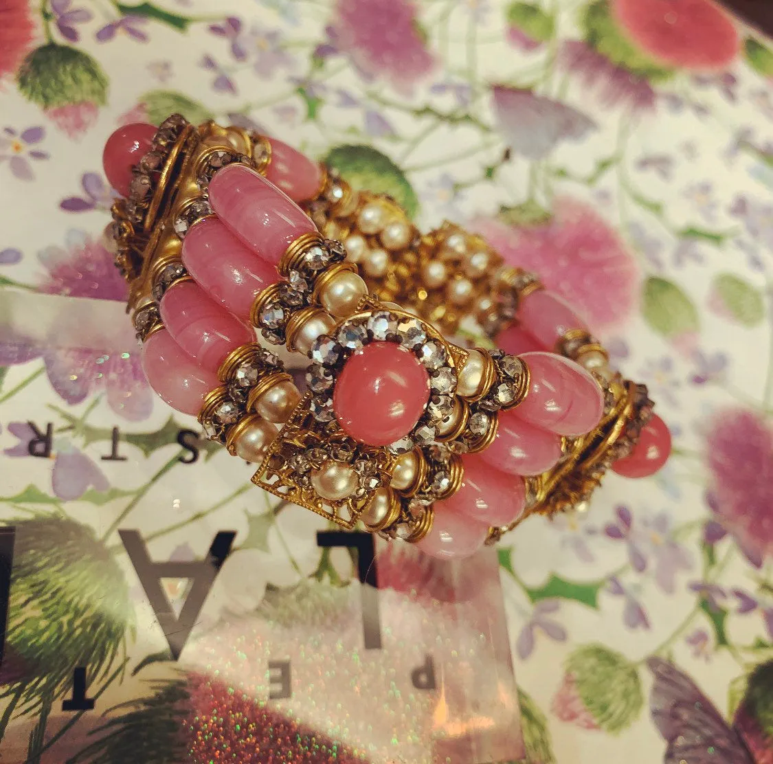 Miriam Haskell Pink pearl Bracelet