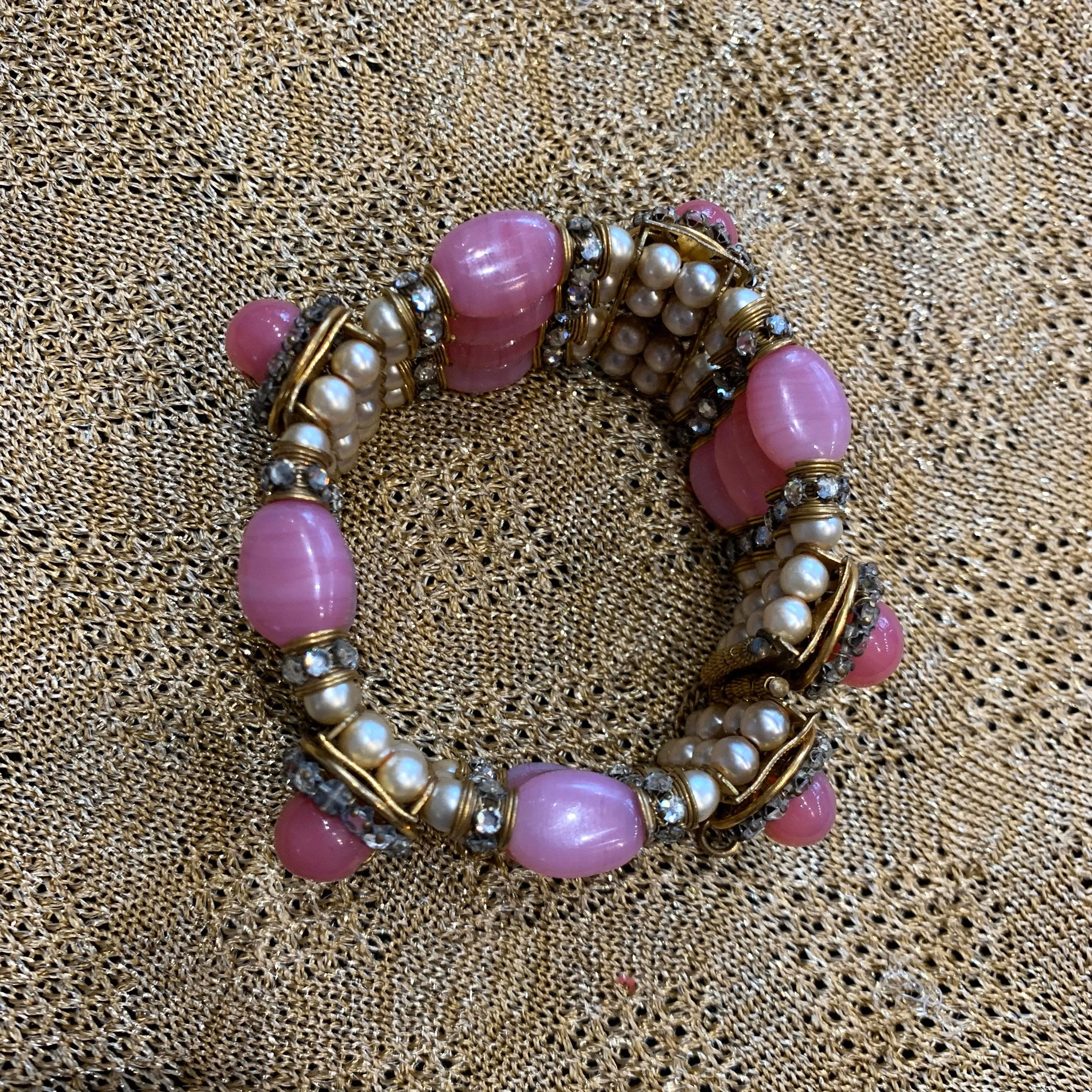 Miriam Haskell Pink pearl Bracelet
