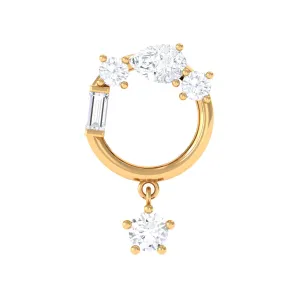 Moissanite Circle Drop Earring for Cartilage Piercing