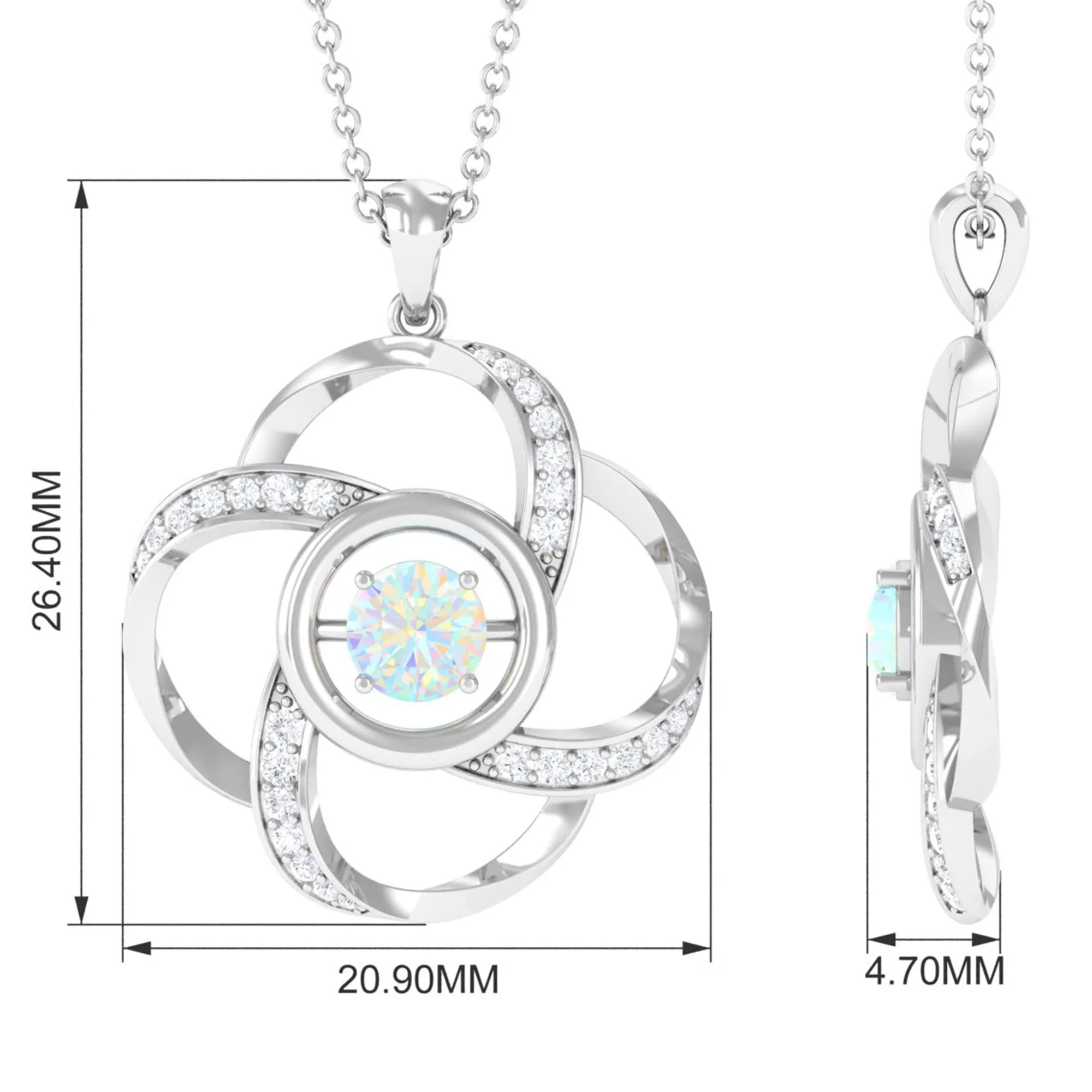 Natural Ethiopian Opal Floral Pendant Necklace with Diamond