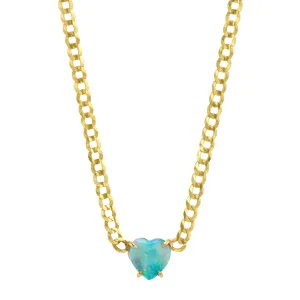 One of a Kind Light Heart Boulder Opal Necklace