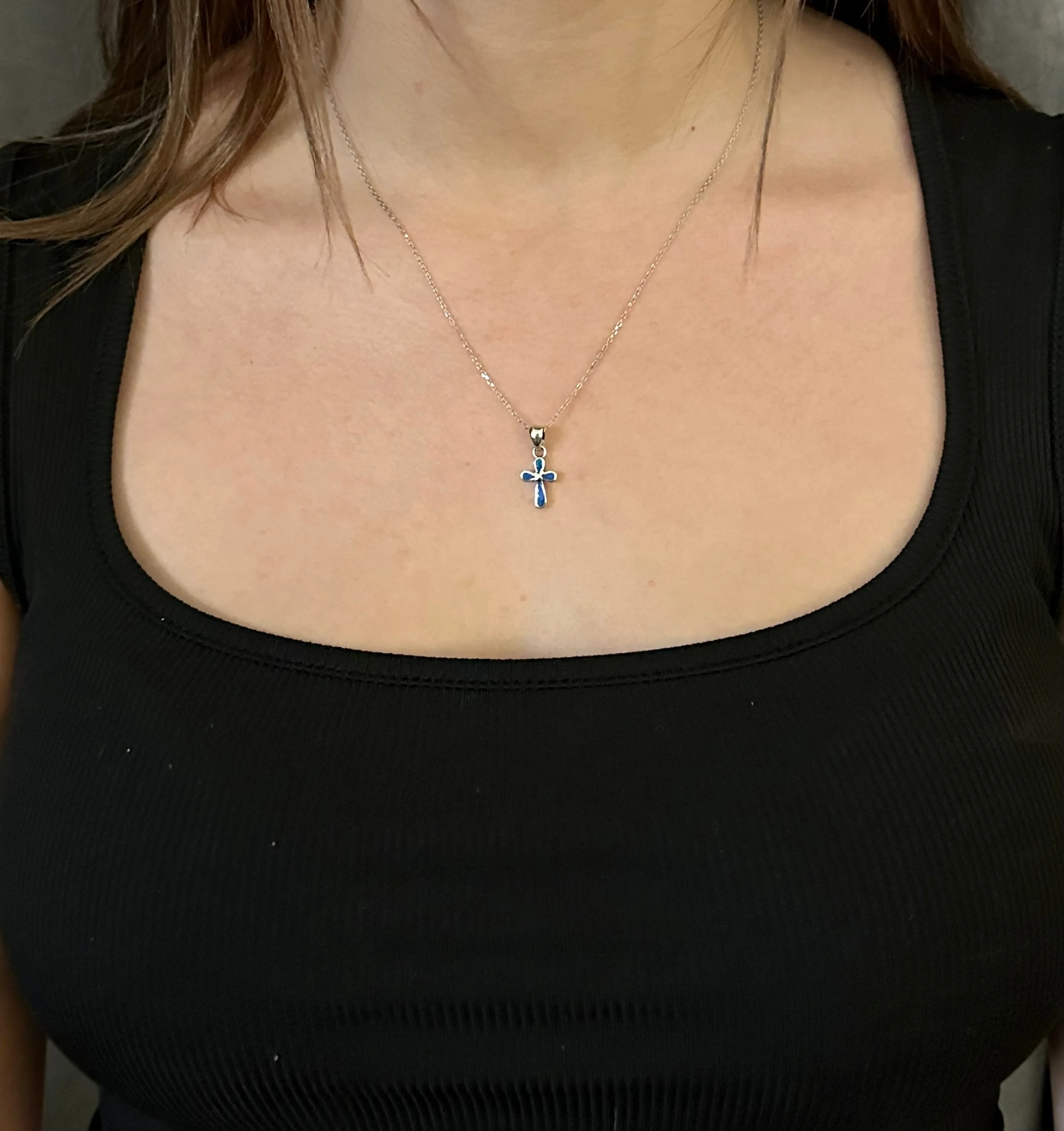 Opal Cross Necklace