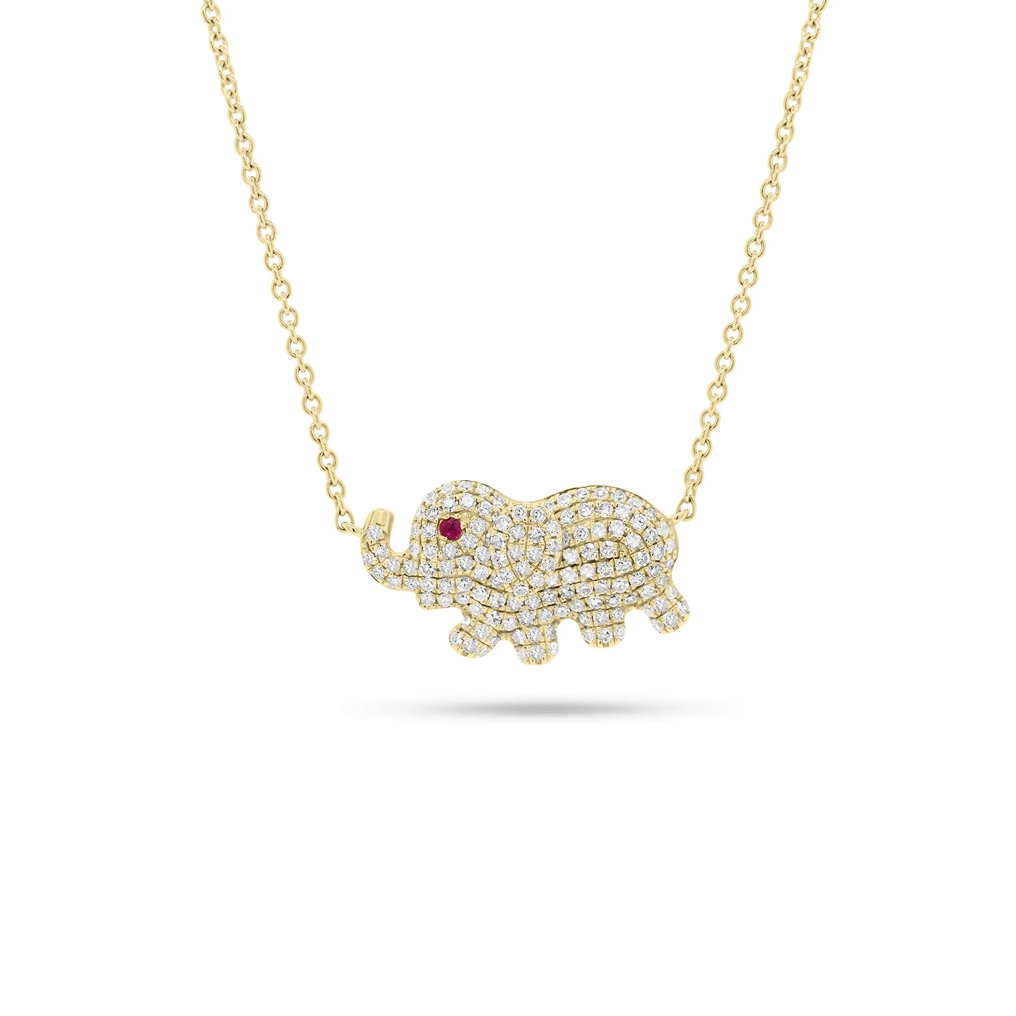 Pave Diamond Elephant Pendant Necklace