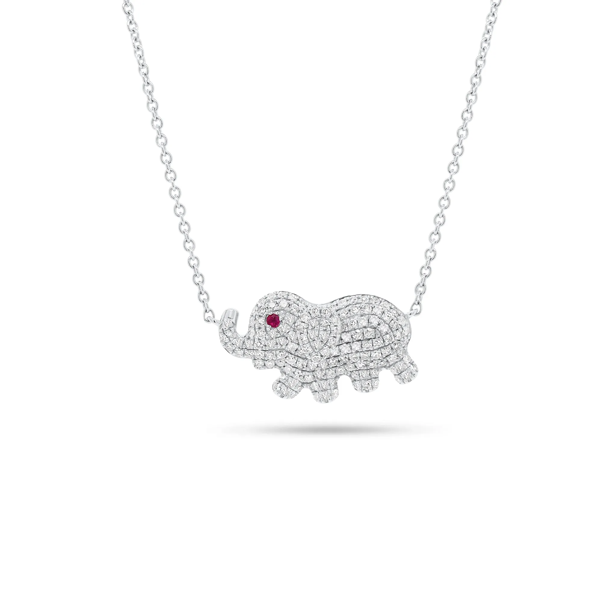 Pave Diamond Elephant Pendant Necklace