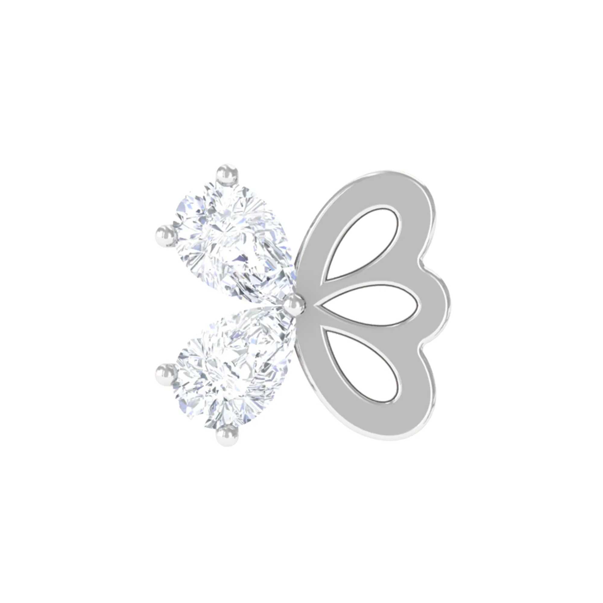 Pear Moissanite Gold Butterfly Earring for Helix Piercing
