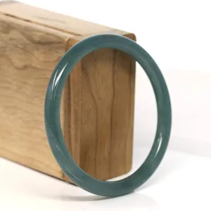 " Petite" Natural Guatemalan Blue Jadeite Jade Bangle Bracelet (58 mm) #T465