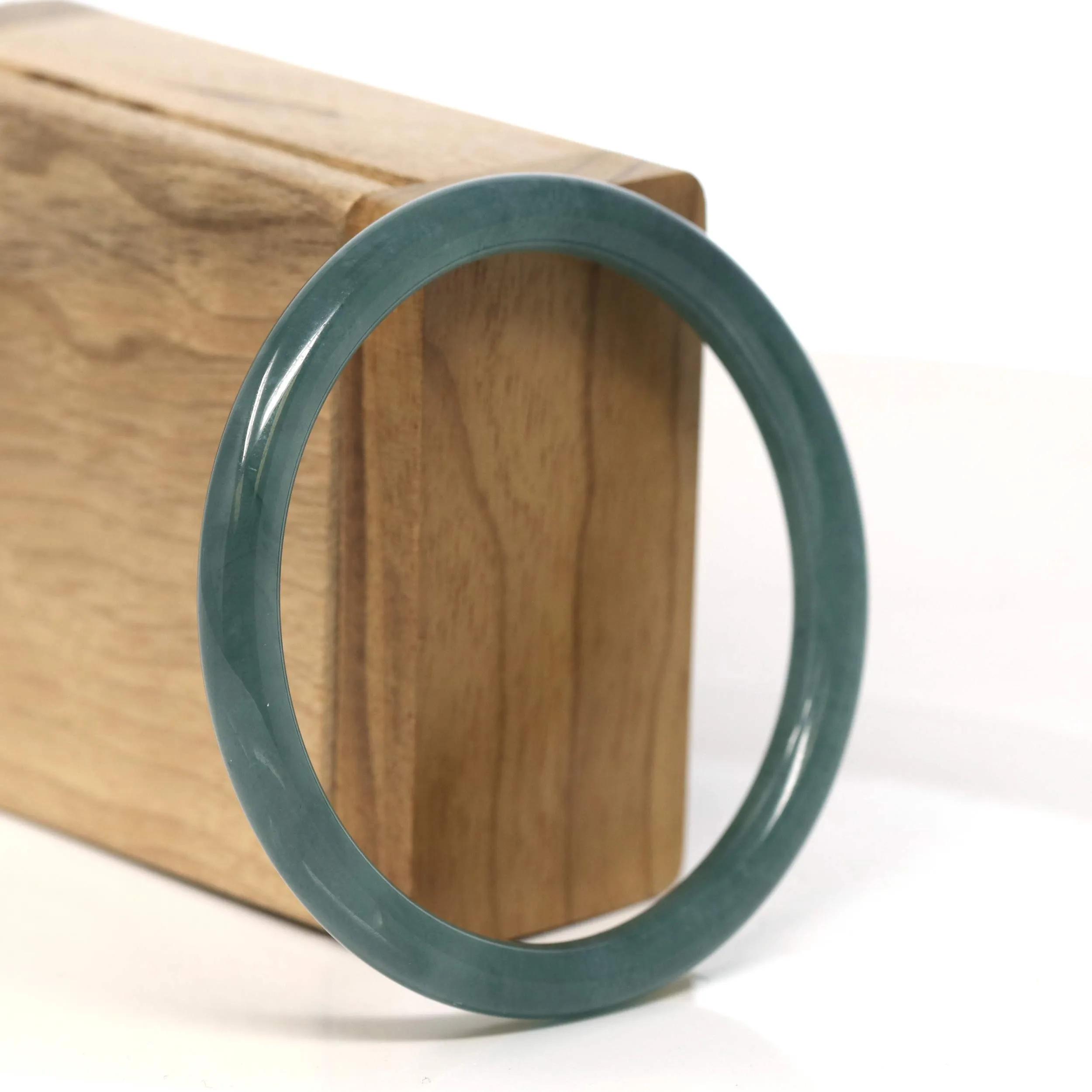 " Petite" Natural Guatemalan Blue Jadeite Jade Bangle Bracelet (58 mm) #T465