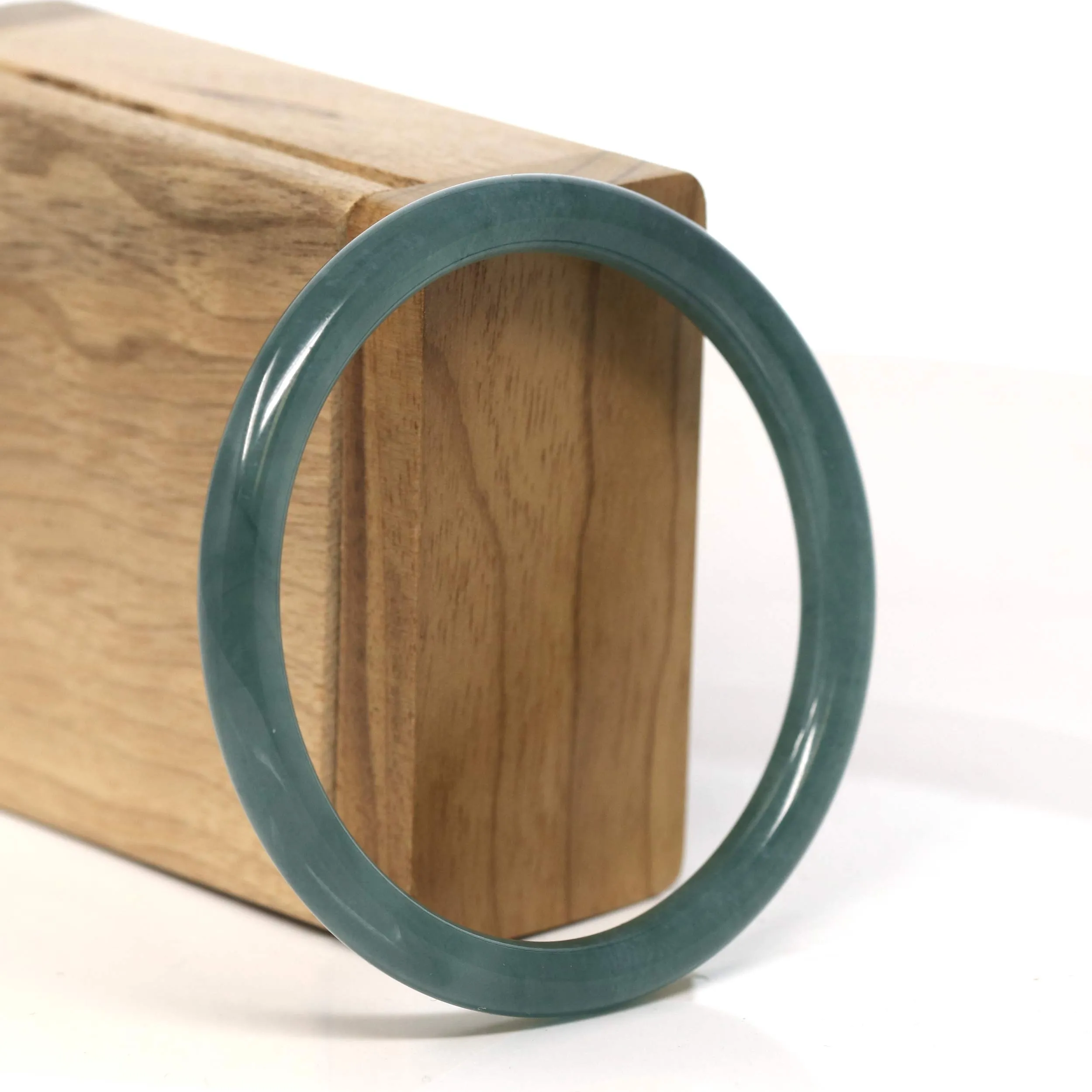 " Petite" Natural Guatemalan Blue Jadeite Jade Bangle Bracelet (58 mm) #T465